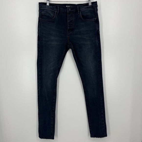 Purple Brand Jeans Men's Size 32 Black Skinny Button Fly Dark Wash P001